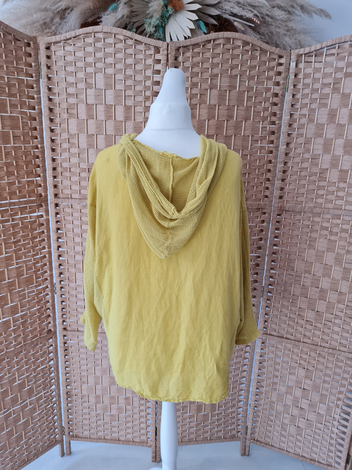 Yellow hooded linen jacket L/XL