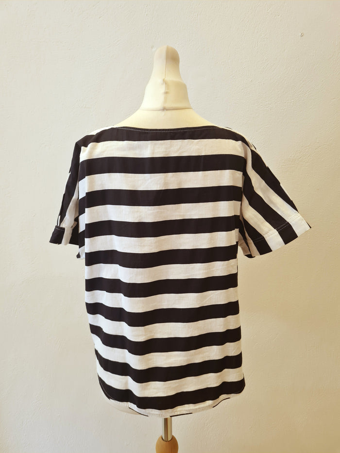Zara Navy Stripe Top M