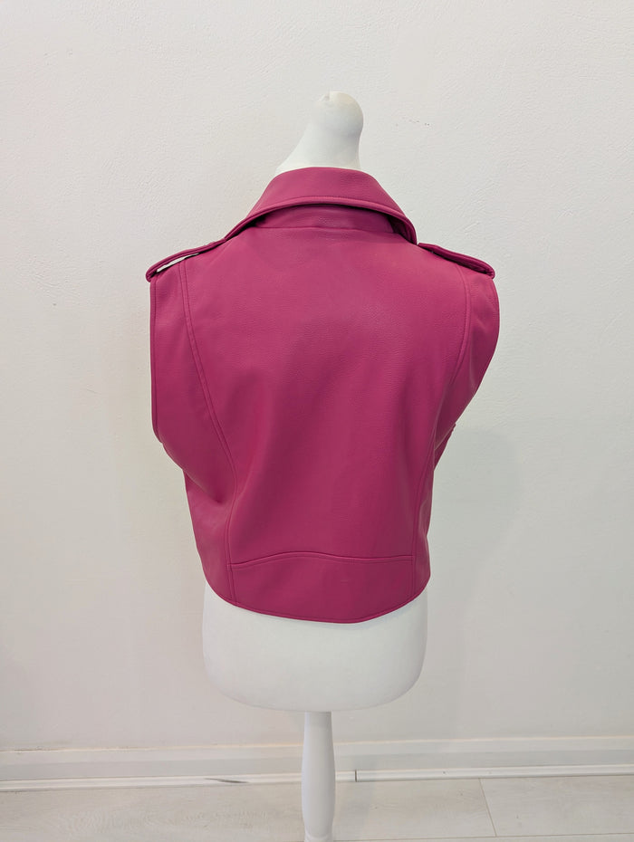 Zara Pink Pleather Gilet XL