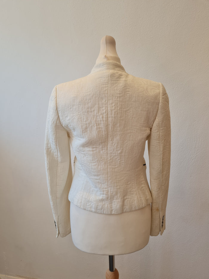 Zara White patterned cropped jacket XS