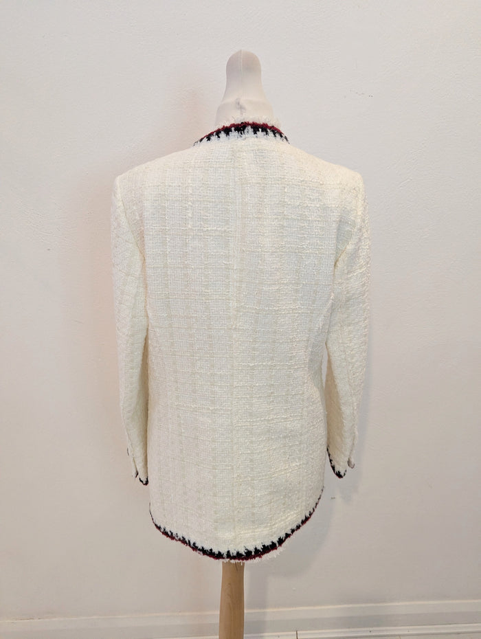 Zara White Tweed Blazer S