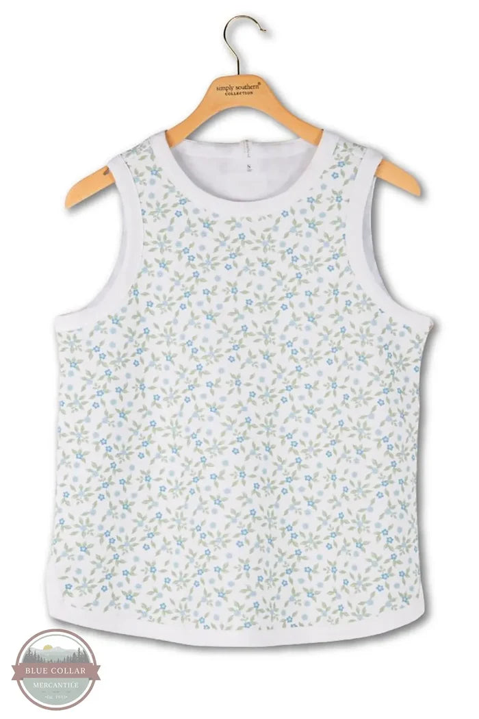 Simply Southern 0126-TOP-TANK-ROBFLR Floral Printed Tank Top on hanger