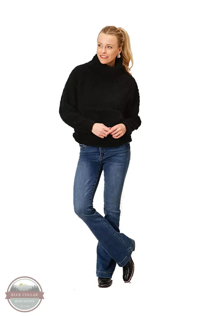 Roper 03-098-0250-6184 BL Polar Fleece Side Zip Pullover in Black Full View