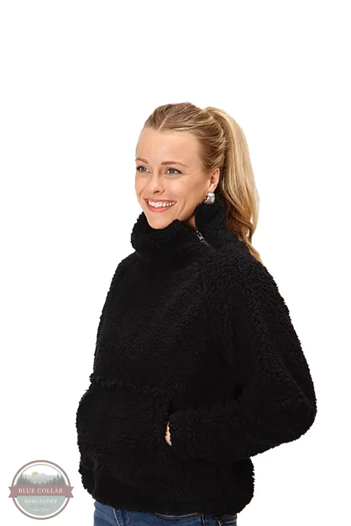 Roper 03-098-0250-6184 BL Polar Fleece Side Zip Pullover in Black Front View