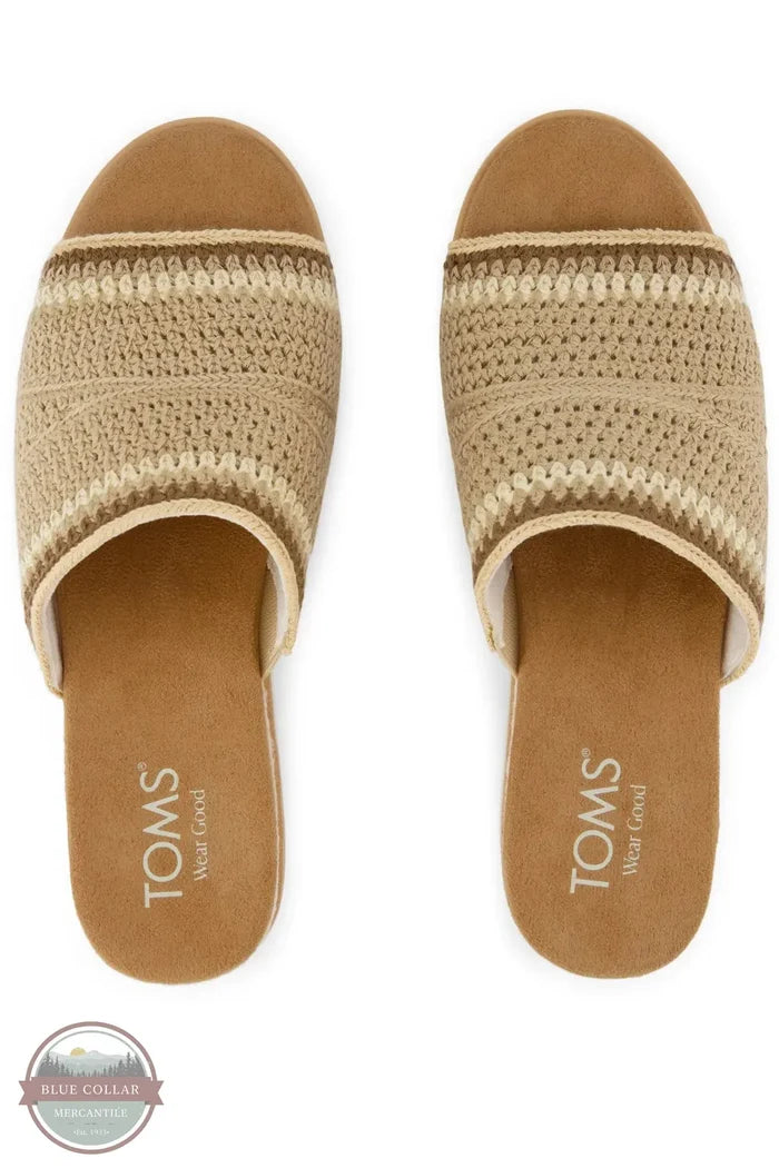TOMS 10023079 Diana Wedge Mule Sandal in Almond Crochet top view