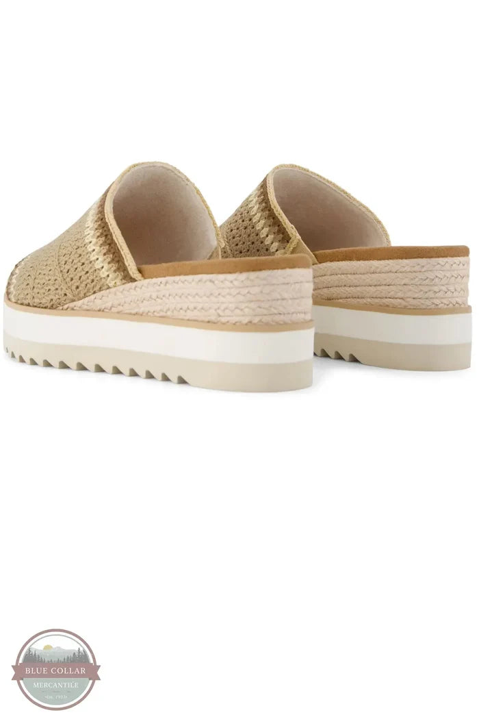 TOMS 10023079 Diana Wedge Mule Sandal in Almond Crochet heel view