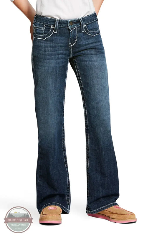 Ariat 10025984 Entwined Boot Cut Jean in dark wash, front