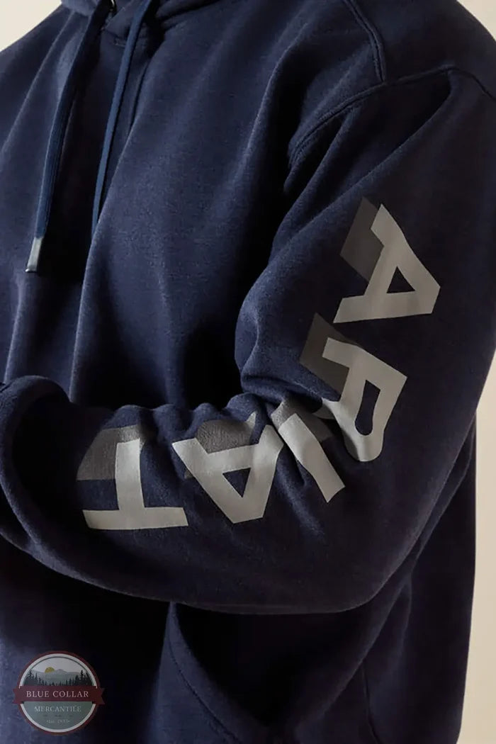 Ariat 10062708 Rebar Lightweight Long Sleeve Logo Hoody in Blue, sleeve