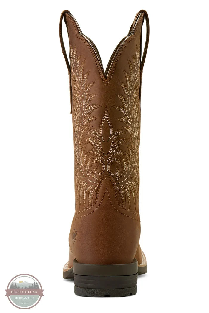 Brown cowboy boot with intricate embroidery on a white background Ariat 10063901 Hybrid Ranchward W Toe Western Boot