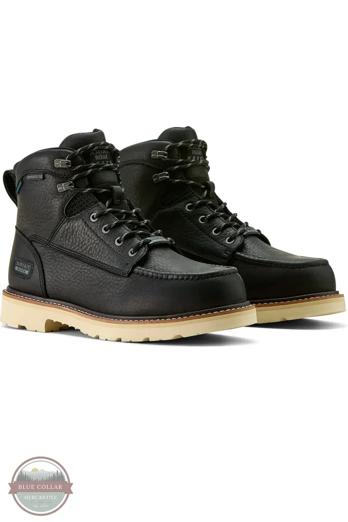 Ariat 10063920 Rebar Lift 6" Black Waterproof Composite Toe Work Boot view of pair of boots