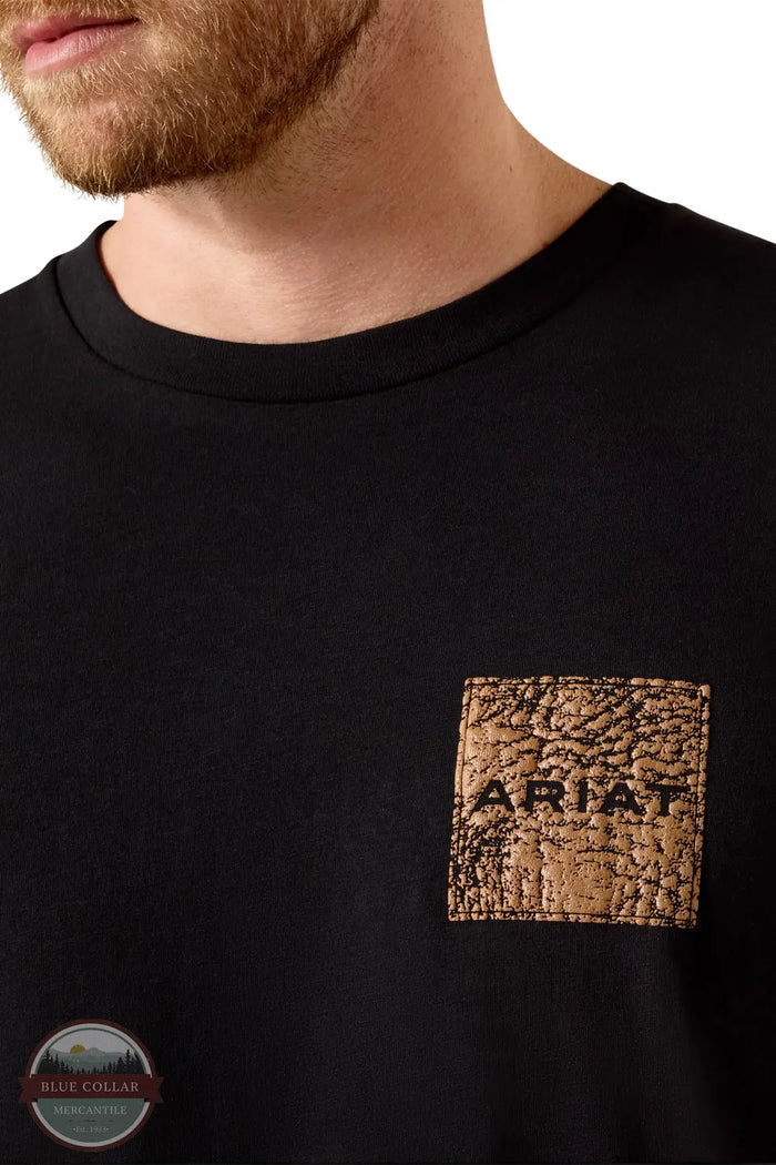 Ariat 10071159 Boot Leather Patch Short Sleeve Tee front print detail image
