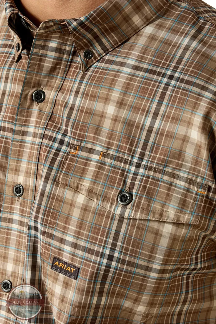 Ariat 10071544 Rebar Made Tough VentTEK DuraStretch Work Shirt in Pinecone front pocket detail