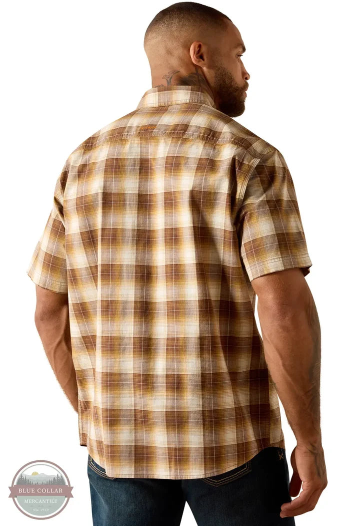 Ariat 10071549 Rebar Made Tough DuraStretch Work Shirt in Wood Thrush Brown back view
