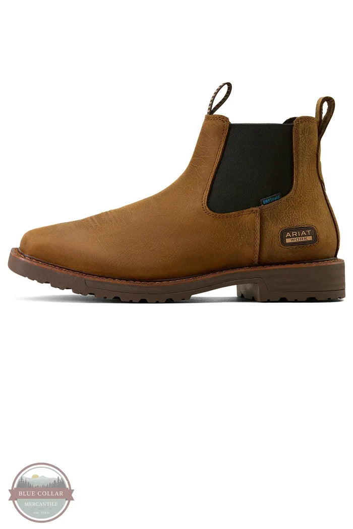 Ariat 10074285 Activator Chelsea Wide Square Toe Work Boot in Rye Brown side view