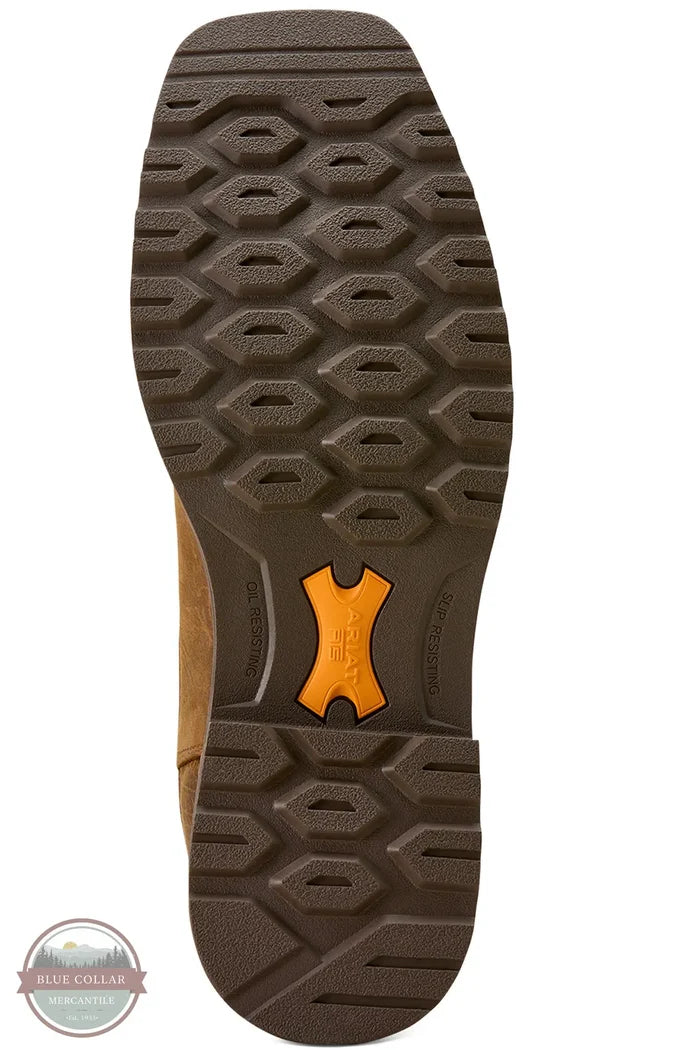 Ariat 10074285 Activator Chelsea Wide Square Toe Work Boot in Rye Brown outer sole view