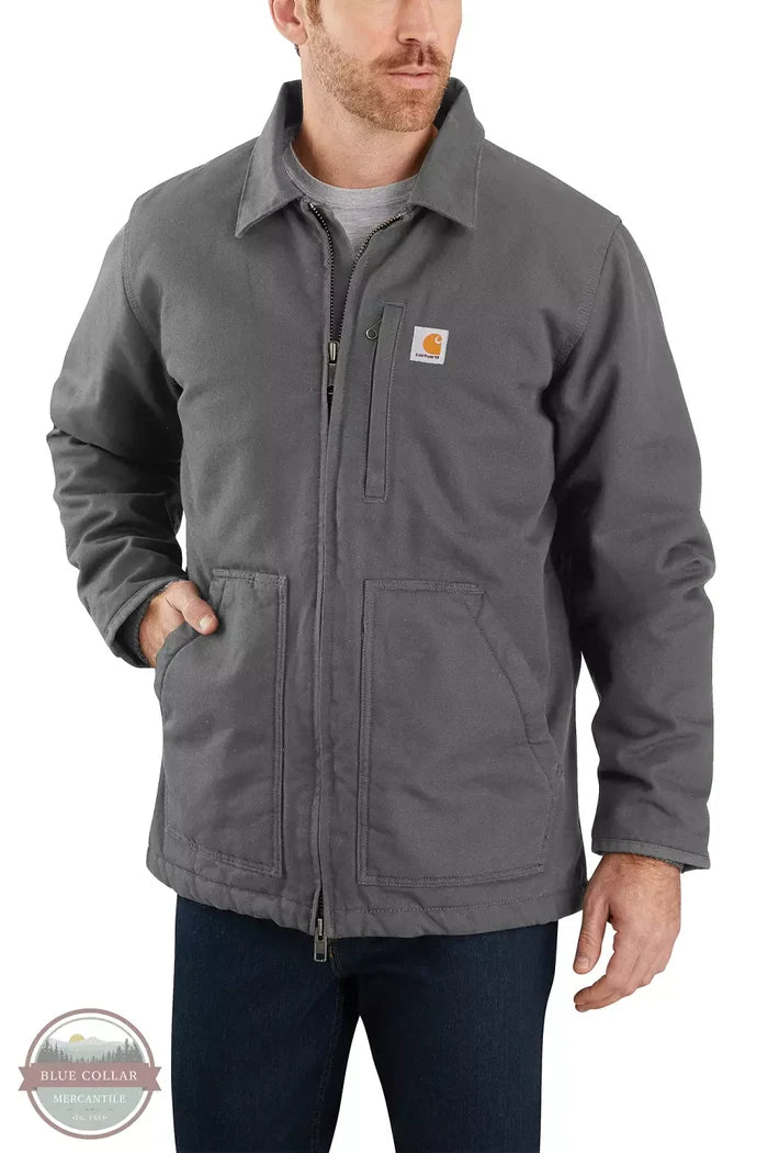 104293 Loose Fitted Washed Duck Sherpa-Lined Coat