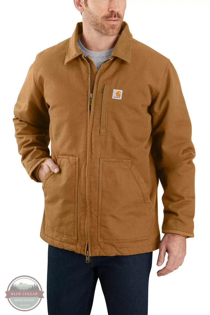 104293 Loose Fitted Washed Duck Sherpa-Lined Coat