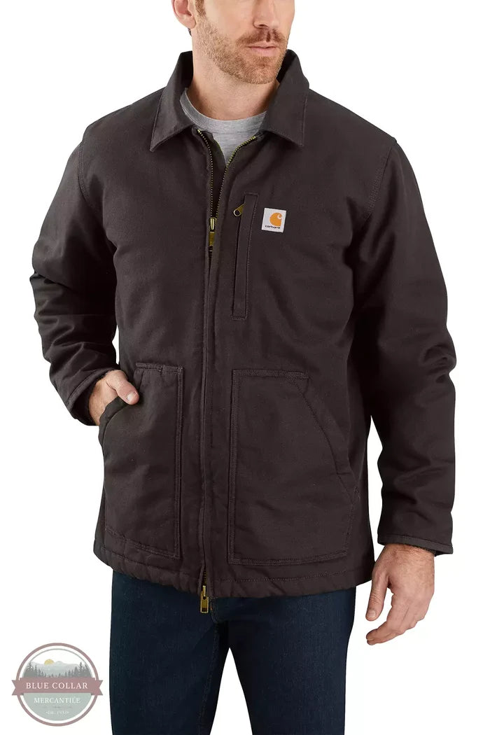 104293 Loose Fitted Washed Duck Sherpa-Lined Coat
