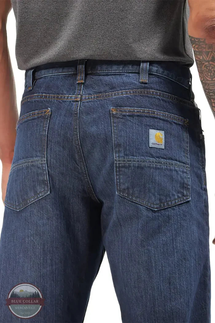 Carhartt 105119-H44 Men's Relaxed Fit 5 Pocket 100% Cotton Jean in Deep Creek back pocket view