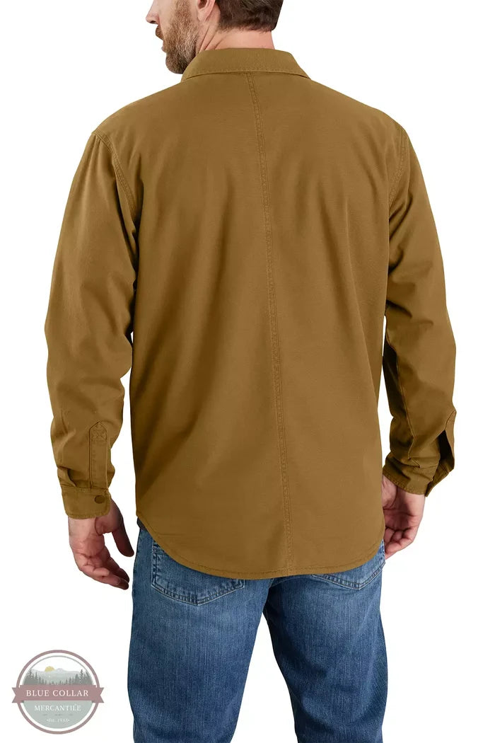 Carhartt 105419 Rugged Flex® Relaxed Fit Canvas Fleece Lined Shirt Jac in B33, back view