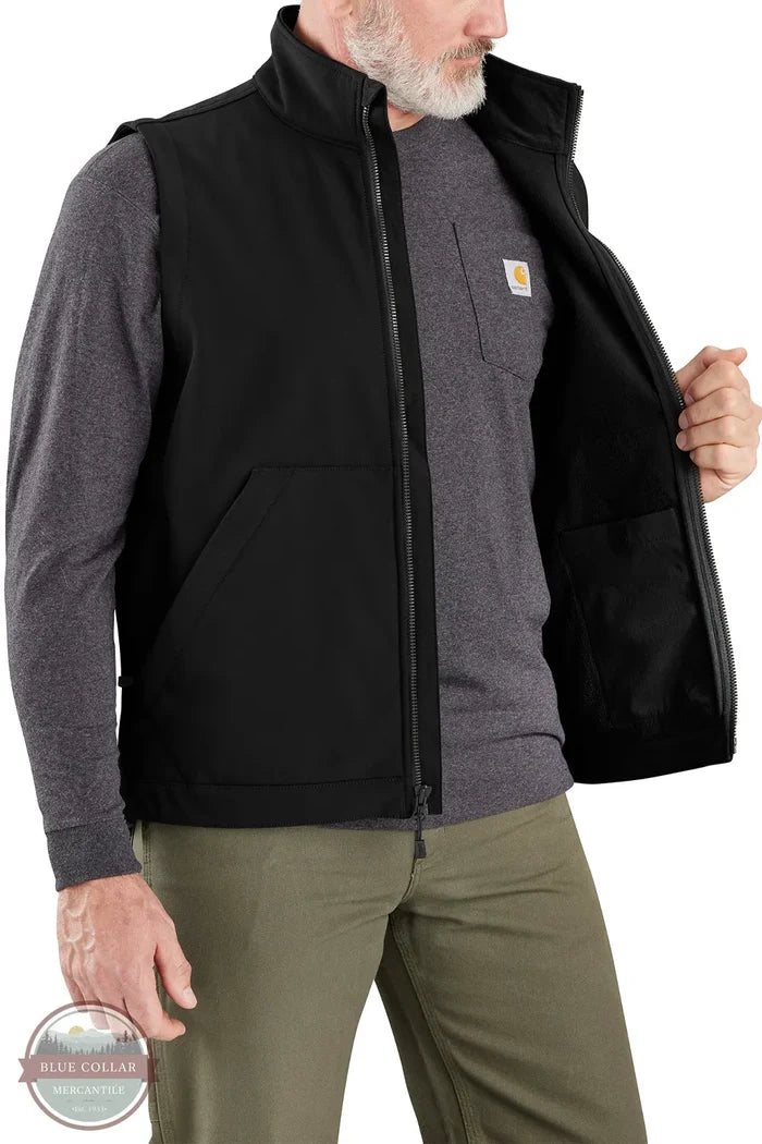 Carhartt 106439-N04 "Galesburg" Rain Defender Relaxed Fit Softshell Vest in Black Inside Pocket Shown