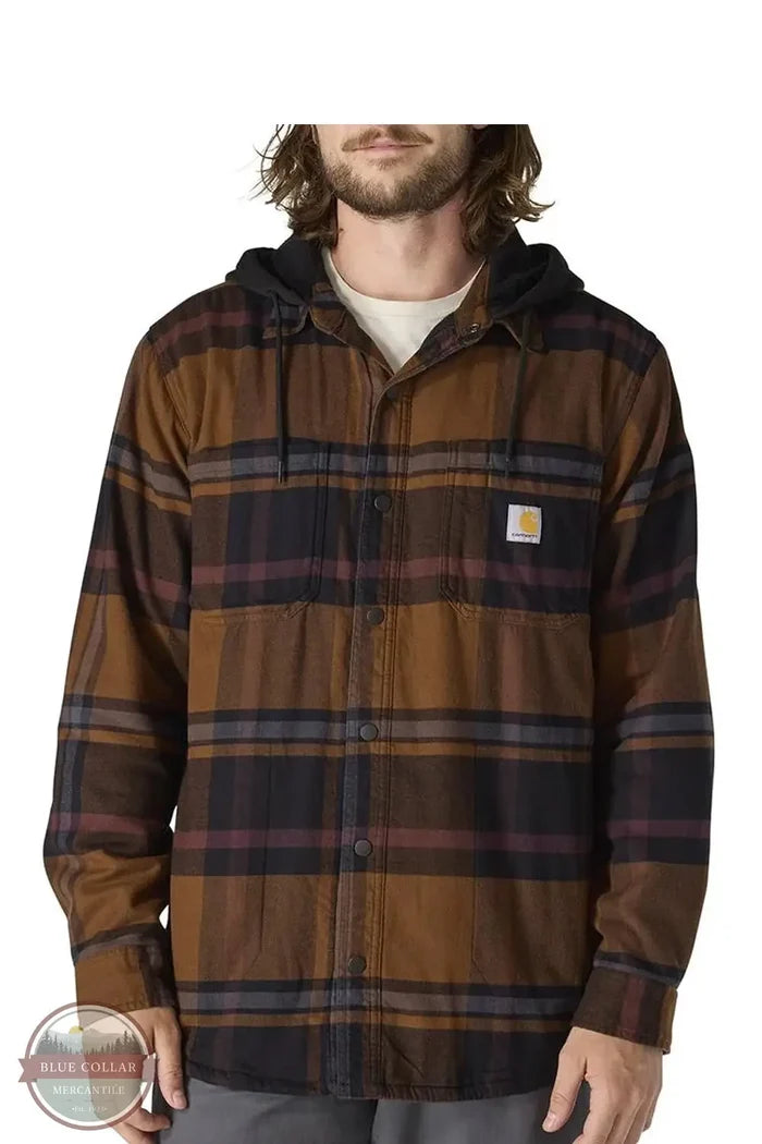 Carhartt 107011 Rugged Flex® Relaxed Fit Flannel Fleece Lined Shirt Jac in N04, front