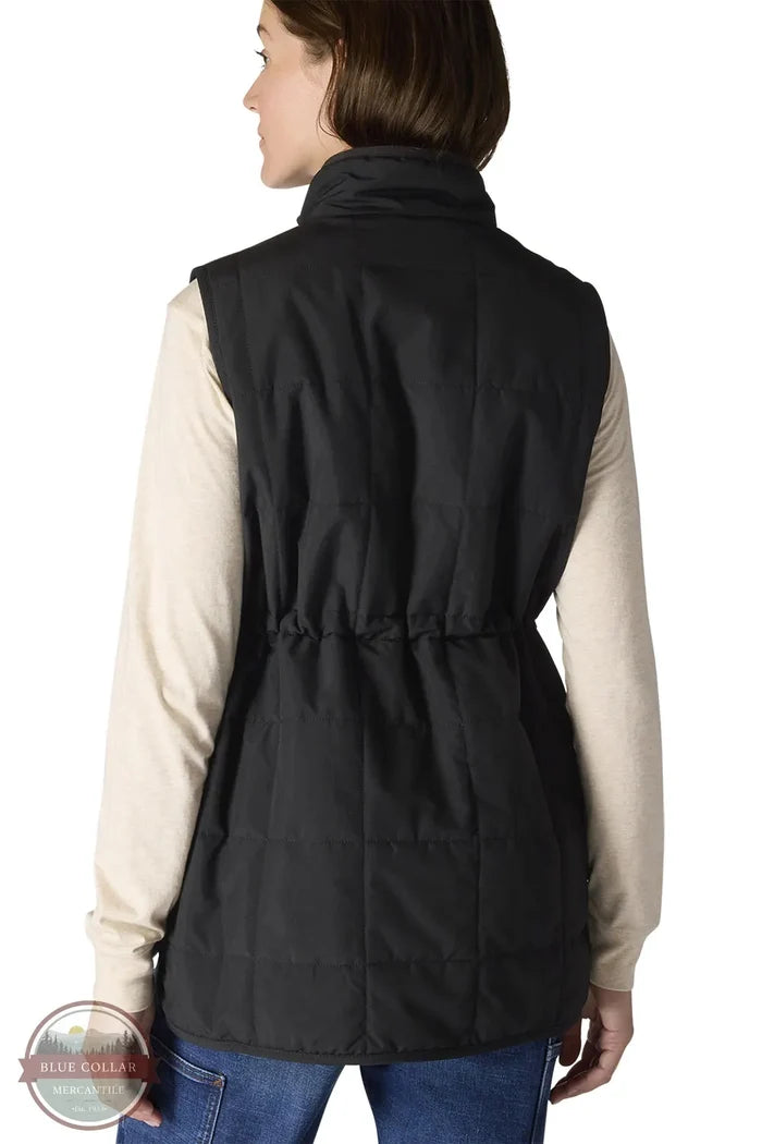Carhartt 107100 Women's Rain Defender Relaxed Fit Lightweight Insulated Mock-Neck Vest in Black back model view
