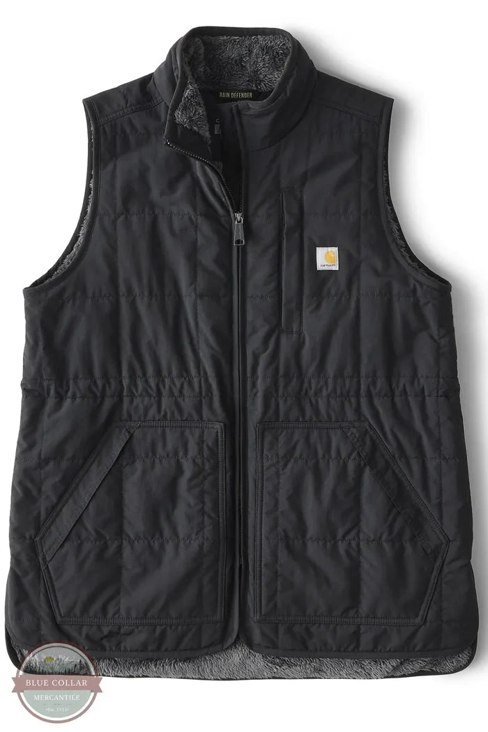 Carhartt 107100 Women's Rain Defender Relaxed Fit Lightweight Insulated Mock-Neck Vest in Black front vest only view
