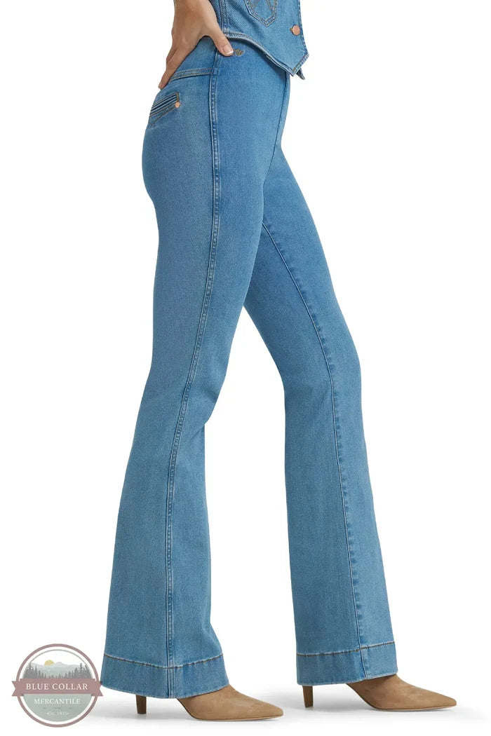 Wrangler 112375596 Wrangler X Lainey Wilson Pull On Flare Jeans in Blue side view