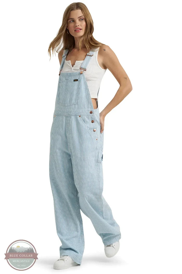 Wrangler 112375656 Lainey Wilson Stripped Cargo Bib Overalls front model view