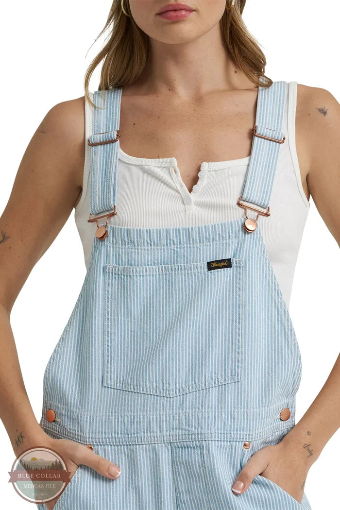 Wrangler 112375656 Lainey Wilson Stripped Cargo Bib Overalls top detail view