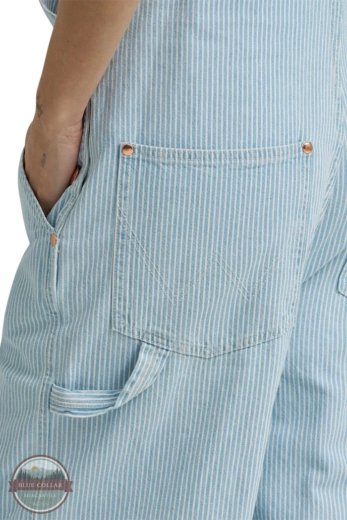 Wrangler 112375656 Lainey Wilson Stripped Cargo Bib Overalls carpenters loop detail view