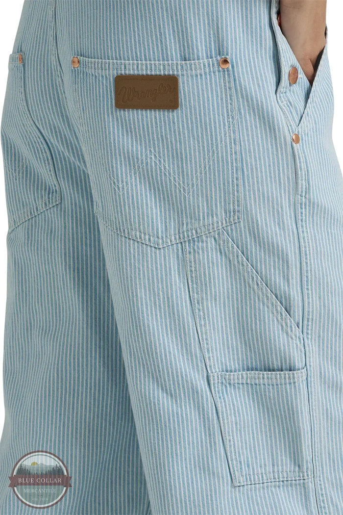 Wrangler 112375656 Lainey Wilson Stripped Cargo Bib Overalls back pockt label view