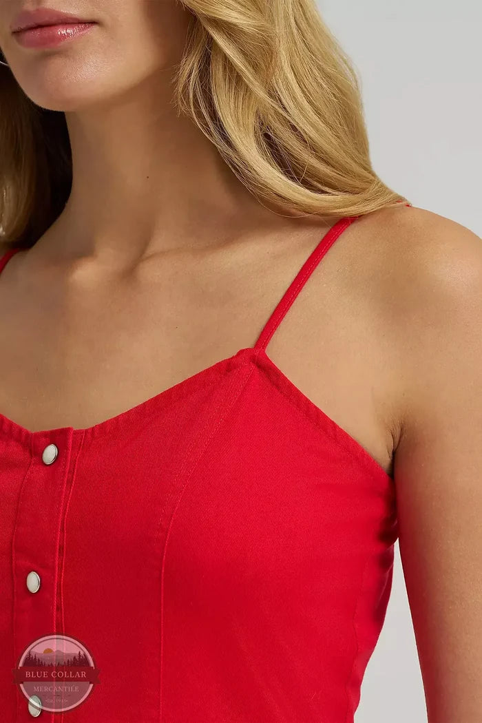 112379499 Americana Corset Snap Dress | Wrangler strap detail image