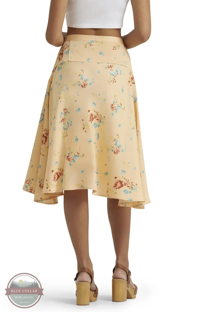 Wrangler 112380069 Women's Flowy Handkerchief Midi Skirt in Orange Peach rear view
