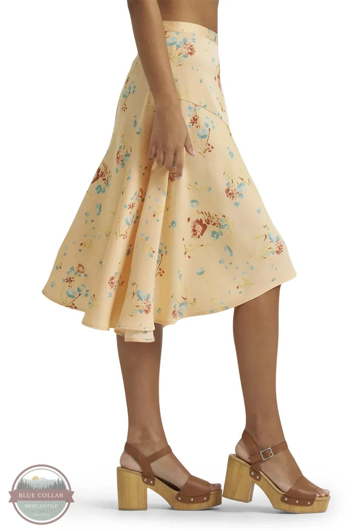 Wrangler 112380069 Women's Flowy Handkerchief Midi Skirt in Orange Peach side view