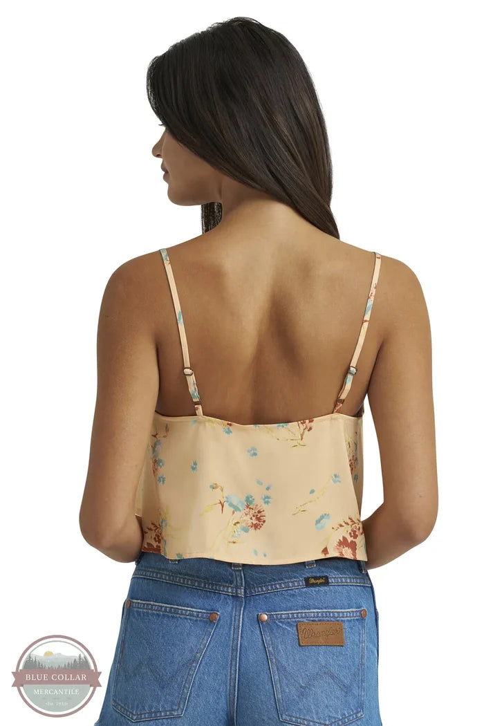 Wrangler 112380070 Women's Flowy Crop Tank in Orange Peach back view
