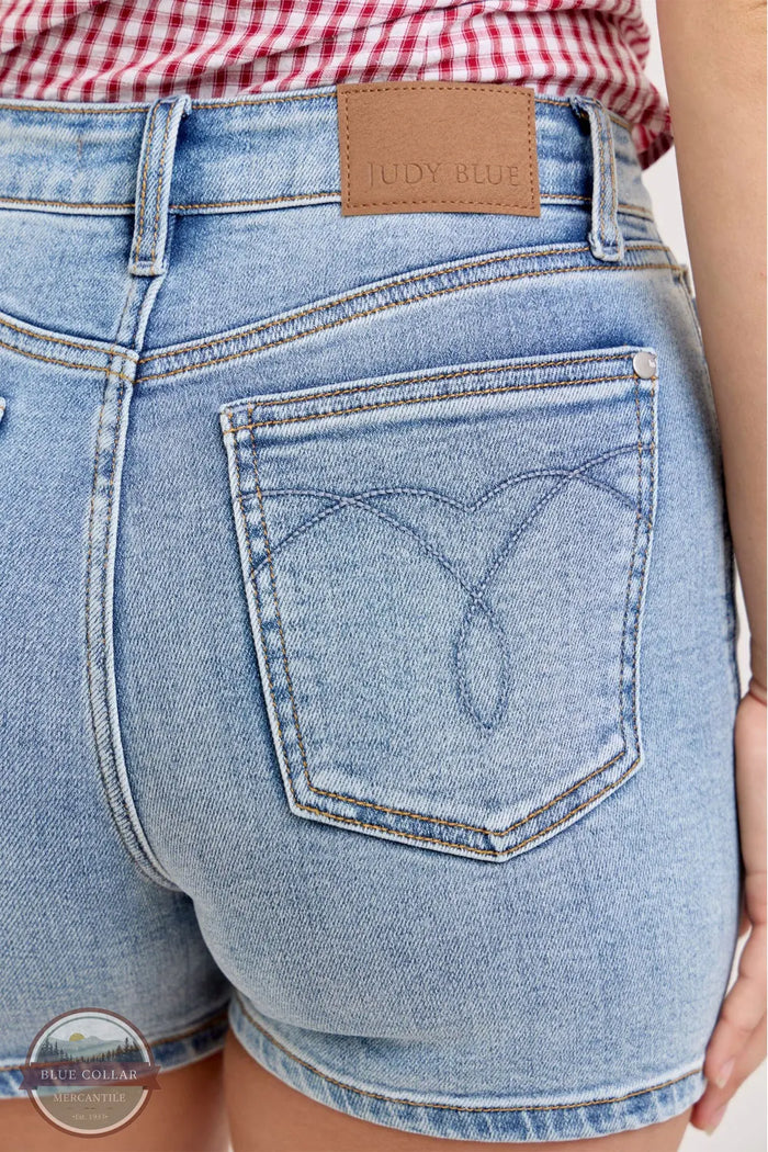Judy Blue 152104REG High Waisted Slim Denim Short back pocket detail view