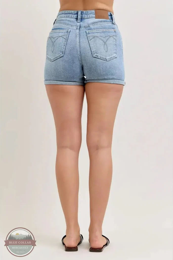 Judy Blue 152113REG High Waisted Slim Shorts w/ Cell Phone Back Pocket rear view