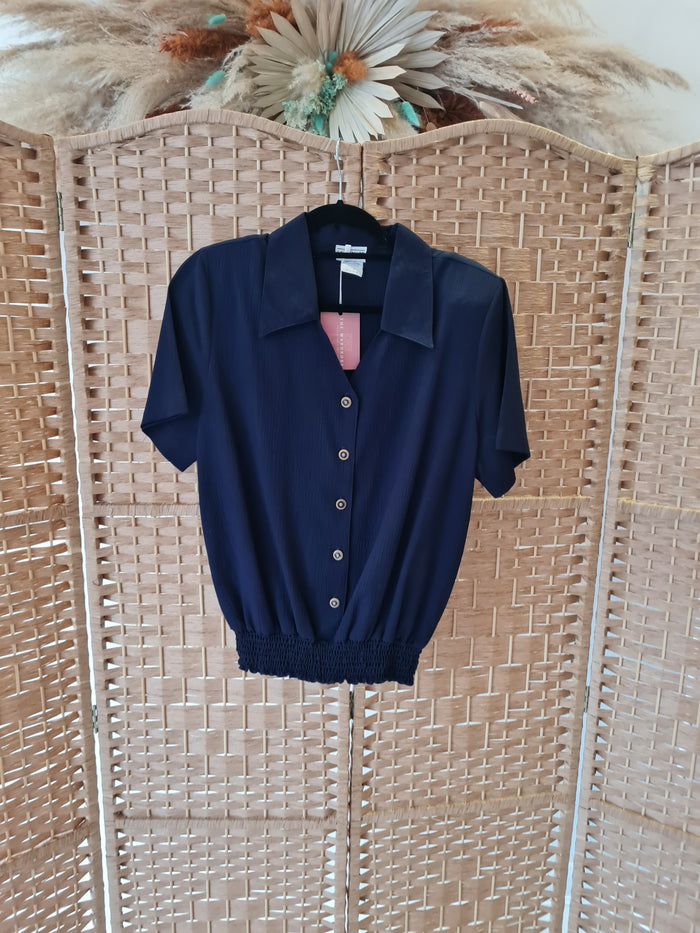 1980s Lauren Lee Navy Top 10/12