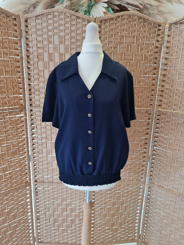 1980s Lauren Lee Navy Top 10/12
