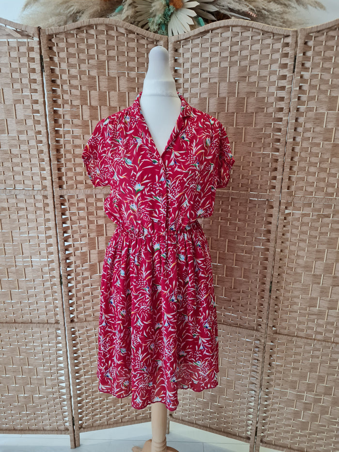 1980s Red Summer Dress