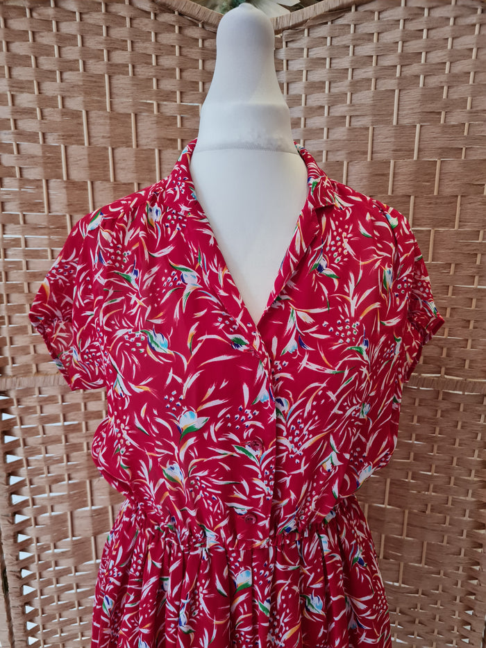 1980s Red Summer Dress