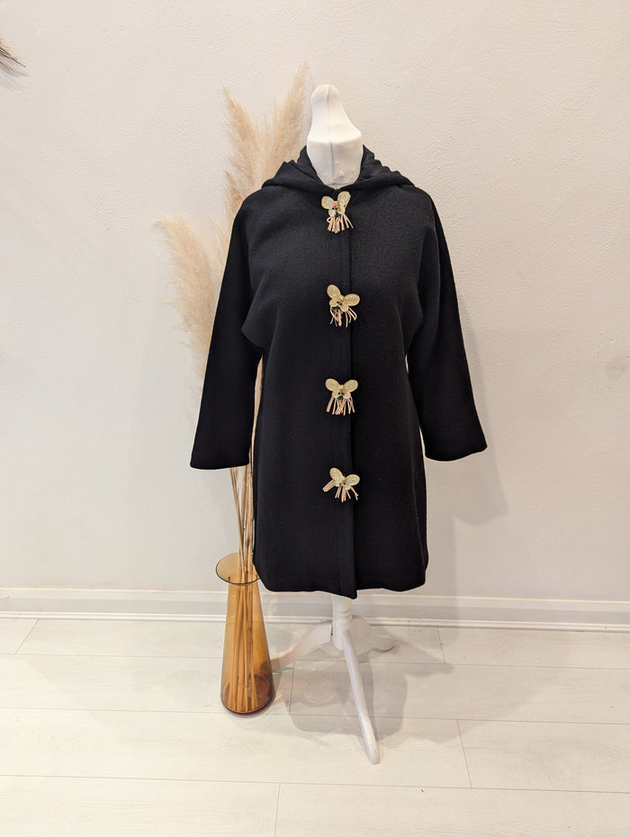 2 Wins Black Butterfly button Jacket Small