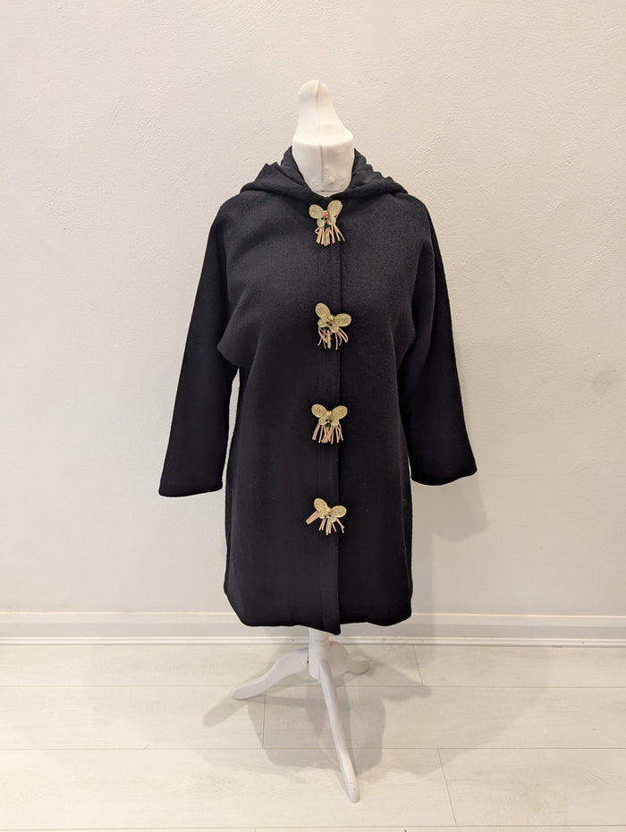 2 Wins Black Butterfly button Jacket Small