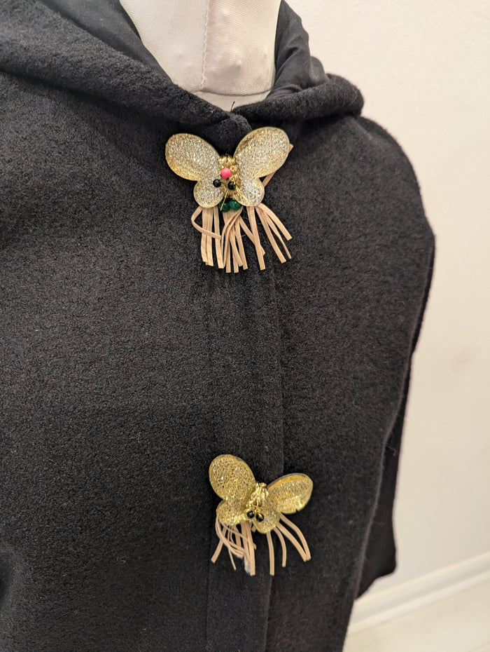 2 Wins Black Butterfly button Jacket Small