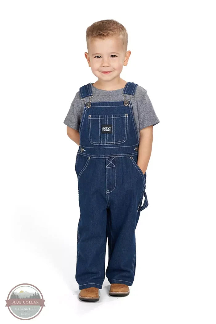 Key 224.45 Toddler Bib Overalls in Denim Front View