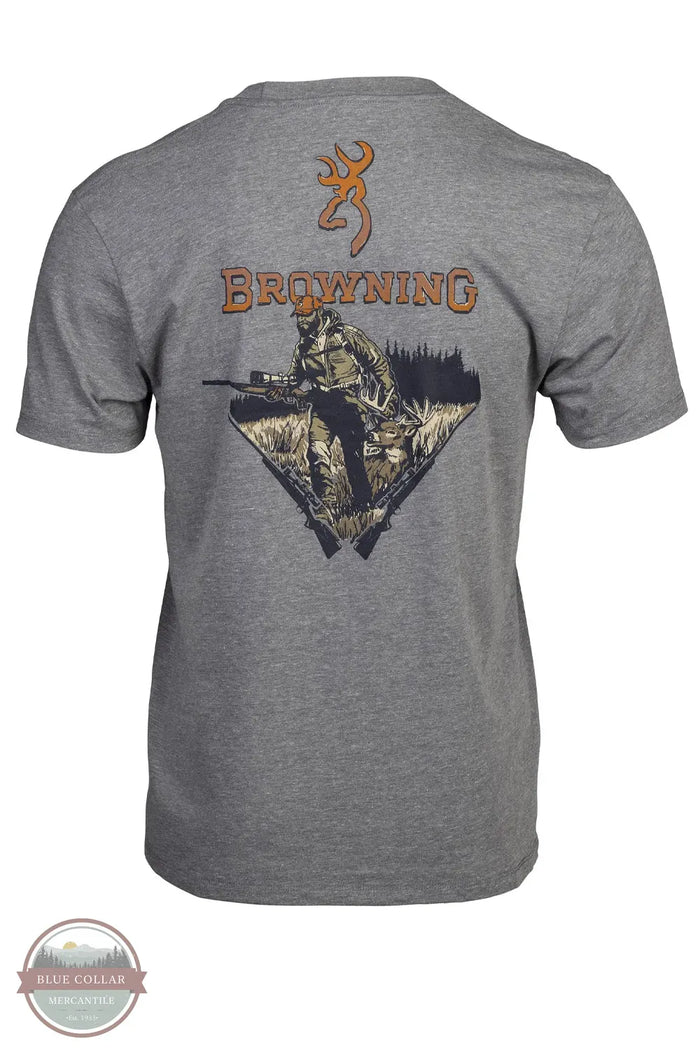 Browning Tag Out T-Shirt in Heather Grey back imprint view