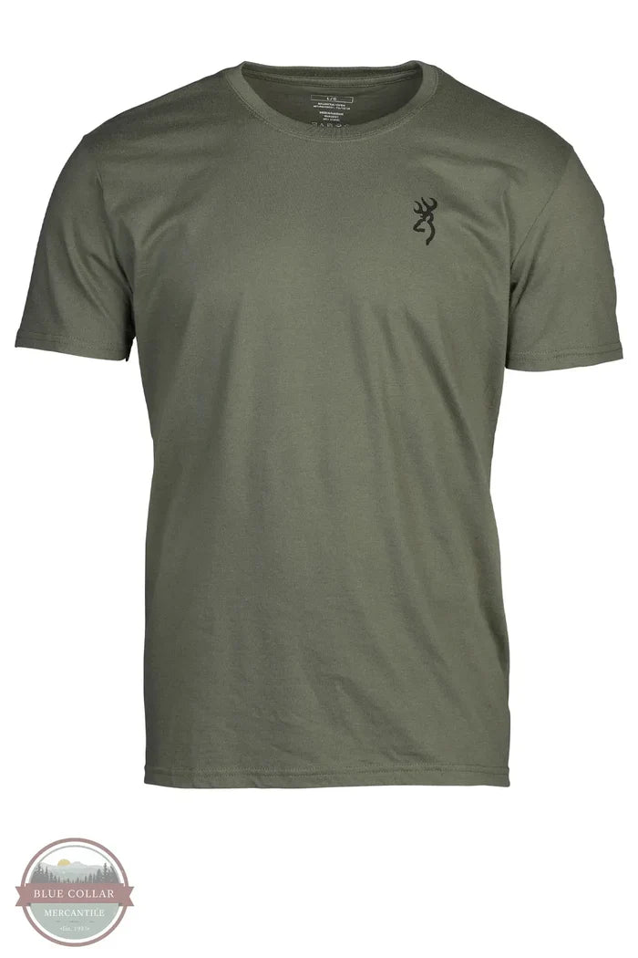 Browning Whitetail Flag Short Sleeve Shirt in Military Green front view