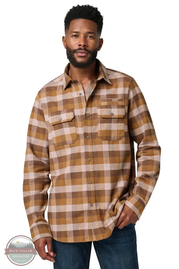 5.11 Tactical 72532 Lester Heavyweight Flannel Long Sleeve Shirt in Dark Earth Check (1304) front model view